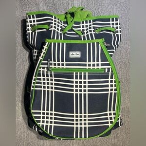 Ame & Lulu Kingsley Tennis Pickleball Bag Backpack Blue Green Victory Canvas